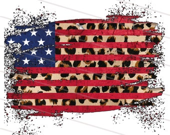 Half Leopard America PNG for Sublimation Printable, Cheetah USA Flag Cricut T-shirt Design, Patritotic Png, 4th Of July , Memorial Day Png