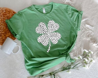 Four leaf clover dalmatian print grunge png