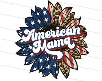 2 Design Retro American Mama png, Leopard USA pattern Sunflower Sublimation Design Download, Cheetah Patriotic Png, Vintage 4th of July Png,
