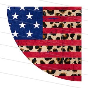 May include: A red, white, and blue American flag with a leopard print pattern. The flag is distressed and has a vintage look.