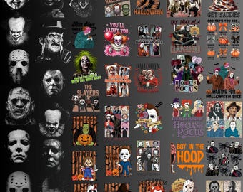Halloween Bundle PNG, Halloween Characters Png Bundle, Retro Horror Png, Scary Movie Bundle, Horror Halloween Png, Horror Friends Png