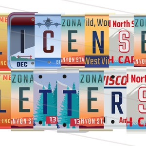License Plate Letters and Numbers PNG set Alphabet Digital Download, License Plate PNG SVG Graphic Alphabet Clipart svg Bundle