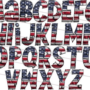 K&ouml;nnte beinhalten: Ein Alphabet in einem Ziegelmuster mit den Farben Rot, Wei&szlig; und Blau, das an die amerikanische Flagge erinnert.