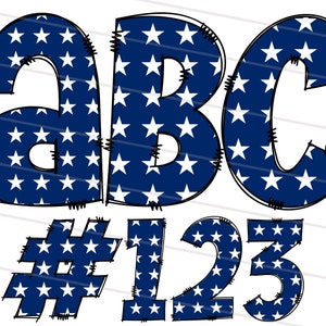 May include: Blue and white alphabet letters and numbers with a star pattern. The letters are A, B, and C. The numbers are 1, 2, and 3.