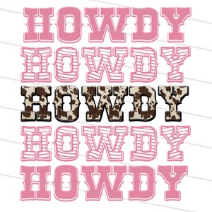 3 デザイン Howdy png、Western png、Howdy Sublimation Designs、Retro png、CowGirl png、Instant Digital Download、Pink Leopard Clipart