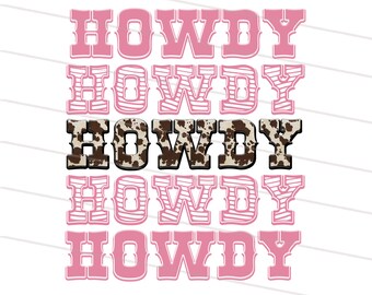 3 Design Howdy png, Western png, Howdy Sublimation Designs, Retro png, CowGirl png, Instant Digital Download, Pink Leopard Clipart