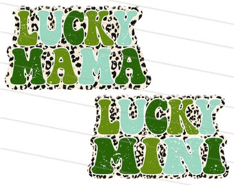 2 Design Lucky Mama Mini png, St. Patrick's Day Png, Retro St. Patrick Sublimation Design, Leopard Cheetah Pattern Shirt, Saint Patrick Mama