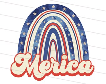 Vintage Merica png, Retro America png, Patriotic USA png, 4th of July png, 4th of July Sublimation, Patriotic Rainbow png, USA Rainbow