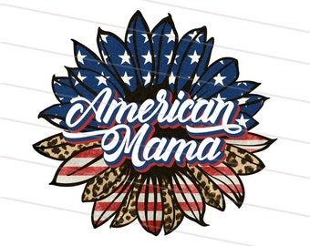 2 Design American Mama png, Leopard USA pattern Sunflower Sublimation Design Download, Cheetah Patriotic Png, Retro 4th of July Png,