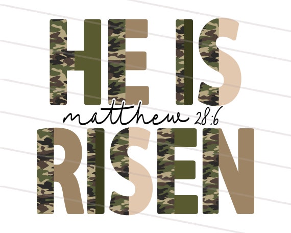 He Is Risen Png, Camo Easter Sublimation design, Camouflage Easter Png, ,Christian Easter png,Bible Verse png, Army shirt sweatshirt design