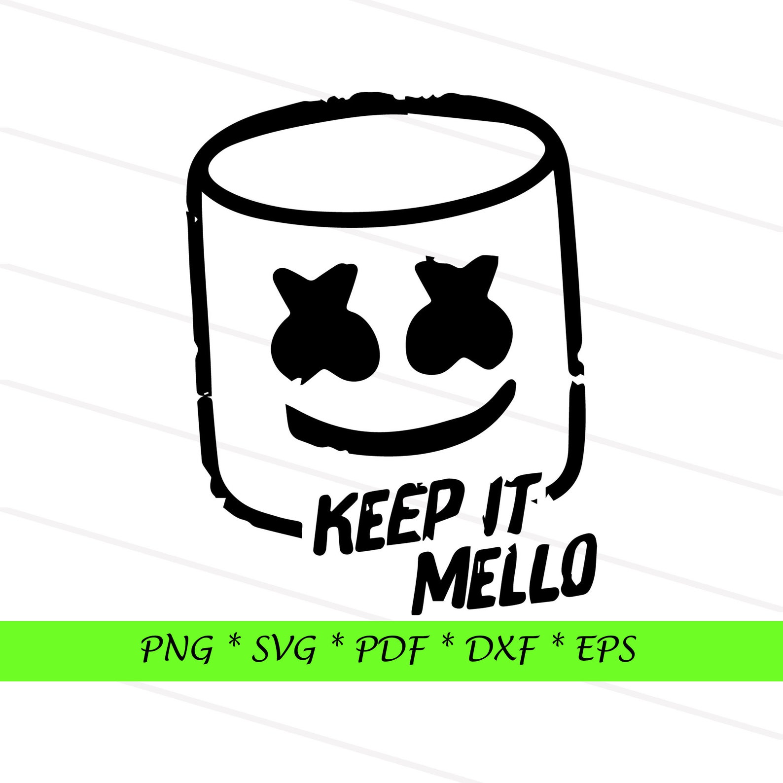 Marshmello Face Silhouette Clipart SVG PNG PDF File Dj Etsy