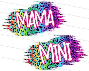 Mama Mini Leopard, Sublimation Design, Mama Mini PNG, Instant Download, Leopard Print Mama Design, Leopard Print, Animal Print