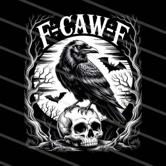 F-Caw-F png, F Caw F SVG, FcawF DTF Print, Funny Gothic Raven Design, Crow Digital Art, Printable Bird Clipart, Dark Bird Humor