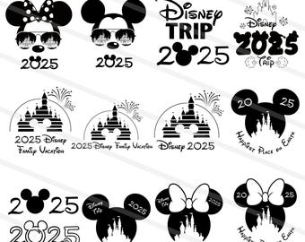 2025 Family Trip Png Bundle, 18 Family Vacation Bunddle Png, Minniee Mickey Castle Shirts,