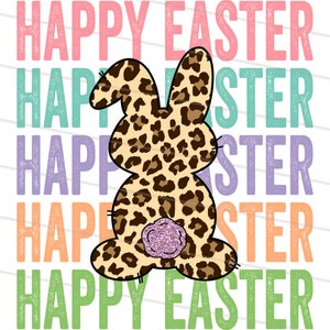 Wesołych Świąt Wielkanocnych Png, Cheetah Leopard Bunny Rabbit Printable Waterslide Shirt Sublimacja Projekt NATYCHMIASTOWE POBIERANIE, Leopard Easter png, Bunny png zdjęcie 3