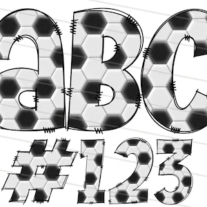 Letras de Doodle de Futebol PNG, Alfabeto de Padrão de Futebol Desenhado à Mão Png, Letras de Pacote de Clipart de Alfabeto de Tema de Esportes, Pacote de Fontes de Futebol,