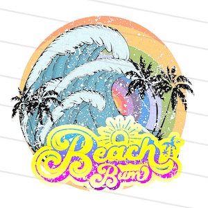 Beach Bum PNG, Retro Summer Png, Vintage Trendy Sublimation Design Download, Boho Wave Png, Hippie Palm Tree Clipart File, Beach Scene PNG