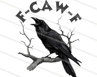 F-Caw-F Halloween Black Bird Caw SVG PNG, Funny Raven Design Png, Retro Crow Svg, Gothic Crow Png, Black Crow Svg, Dark Bird Humor