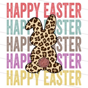 Wesołych Świąt Wielkanocnych Png, Cheetah Leopard Bunny Rabbit Printable Waterslide Shirt Sublimacja Projekt NATYCHMIASTOWE POBIERANIE, Leopard Easter png, Bunny png zdjęcie 1