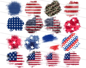 16X Amerikaanse vlag Patriottische Patches PNG, Distressed USA Vlag Patches Sublimatie Design, 4 juli Png, Sleeve Png, Sublimate Download