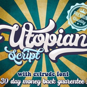 Utopian Script Font - Vintage Font svg, Retro font, Procreate font, Logo font, Canva font, Cricut font, Bold font, 70s Font, Cricut font