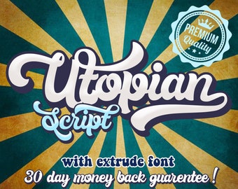 Utopian Script フォント - ビンテージ フォント svg、レトロ フォント、Procreate フォント、ロゴ フォント、Canva フォント、Cricut フォント、太字フォント、70 年代フォント、Cricut フォント