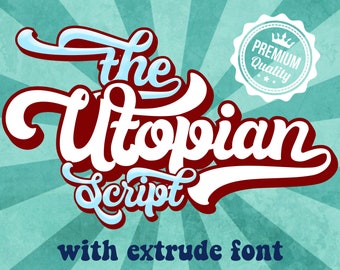 The Utopian Script, Vintage Font, Retro font, Procreate font, Logo font, Canva font, Branding font, 70s Swirl Font, Cricut font, Groovy Font