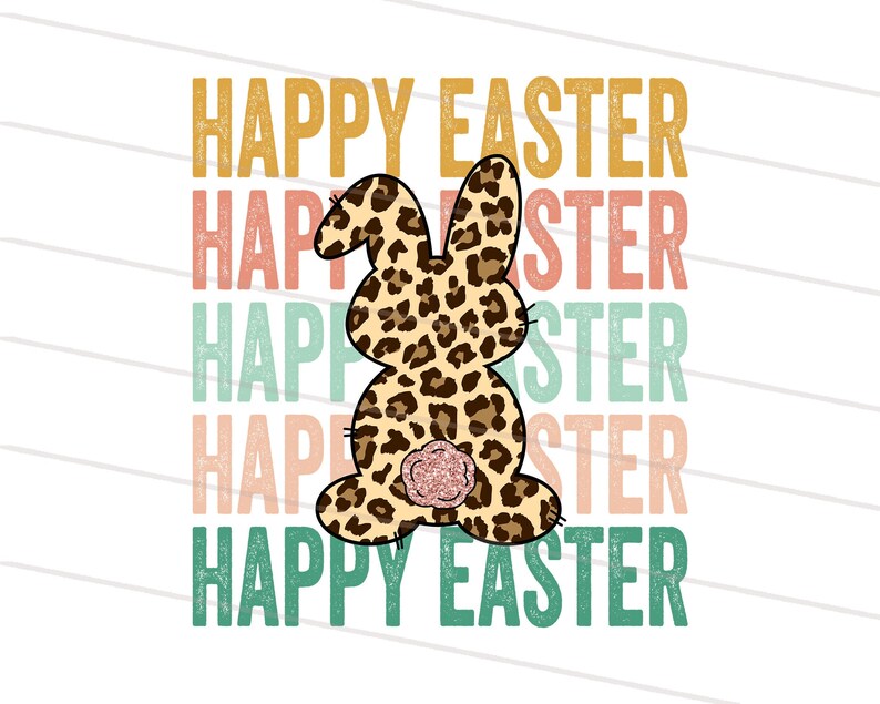 Wesołych Świąt Wielkanocnych Png, Cheetah Leopard Bunny Rabbit Printable Waterslide Shirt Sublimacja Projekt NATYCHMIASTOWE POBIERANIE, Leopard Easter png, Bunny png zdjęcie 2