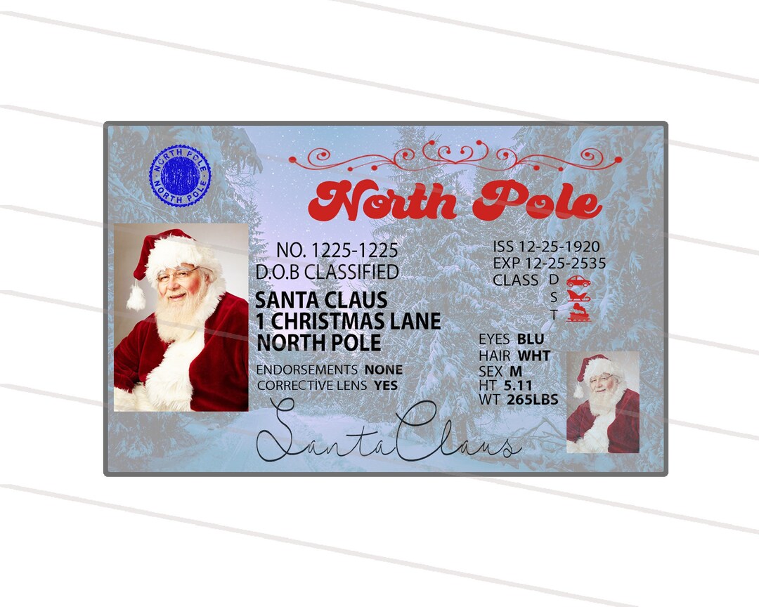 Santa Claus License PNG & JPG Sublimation Designs Instant - Etsy Israel
