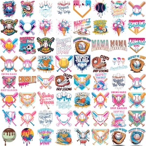 BASEBALL Drip PNG Bundle, Baseball SVG, Baseball Shirt ,Baseball Mom, Sublimation, Ice Cream Drip, Baseball game day, Team colors png