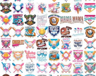 BASEBALL Drip PNG Bundle, Baseball SVG, Baseball Shirt ,Baseball Mom, Sublimation, Ice Cream Drip, Baseball game day, Team colors png