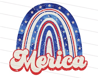 Vintage Merica png, Retro America png, Patriotic USA png, 4th of July png, 4th of July Sublimation, Patriotic Rainbow png, USA Rainbow