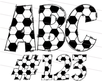 Fußball Doodle Buchstaben PNG, Fußball Muster Alphabet Png, Sport Thema Alphabet Clipart Bundle Pack, Soccer Font Bundle,