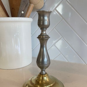 Kirk Stieff Pewter And Brass Candle Holder
