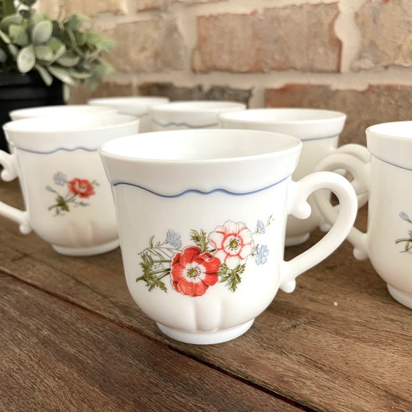 Arcopal France Paradise milk glass floral Teacups/mugs