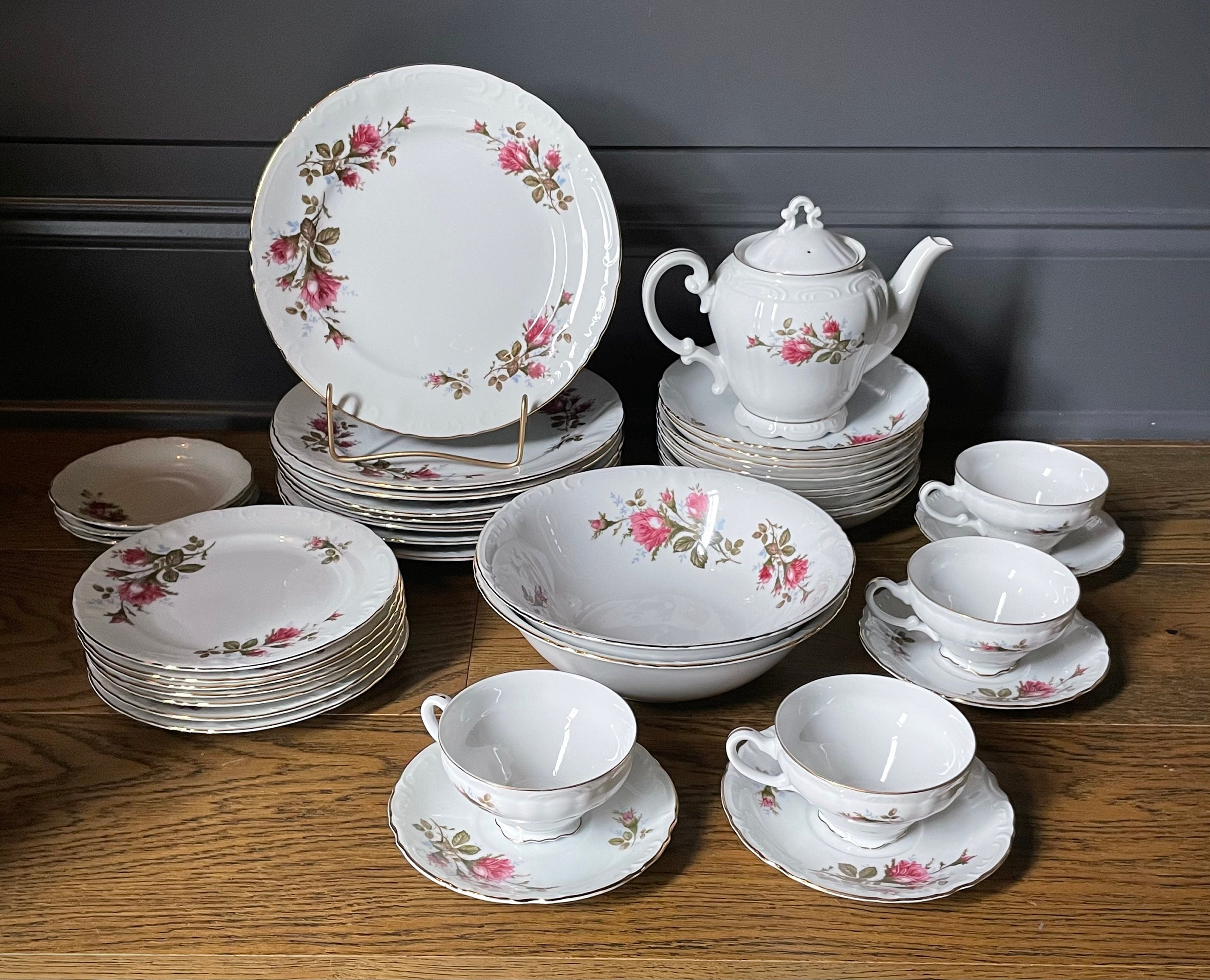 Rose China　食器　12枚セット Vintage Set of Rose China From Japan~~12 Settings/7 Pieces