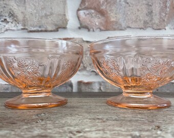 Pink Federal Glass Sharon Cabbage Rose Footed Sherbet Custard Dish