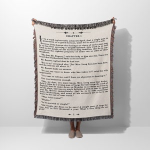 Vintage Book Page Blanket, Jane Austen Gifts, Pride And Prejudice Home Decor, Reading Blanket, Book Lover Gift, Cool Cute Literary Blanket