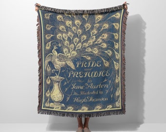 Pride and Prejudice Book Cover Blanket By Jane Austen | Literature Gifts | Reading Home Decor | Classic Book Throw Blanket | Vintage Book