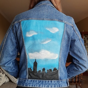 Painted Denim Jacket - New York Skyline
