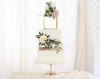 SET - Metallic Square and Rectangle Cake separator - Metallic cake stand, cake spacers - designer wedding cake - gold cake spacers