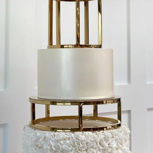 10&quot; Round Cake separator - Metallic gold cake stand and spacer - wedding cake riser - celebration cake stand - mirror gold cake stand