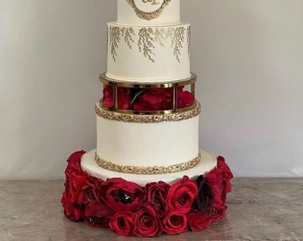 10" Round Cake separator - Metallic gold cake stand and spacer - wedding cake riser - celebration cake stand - mirror gold cake stand