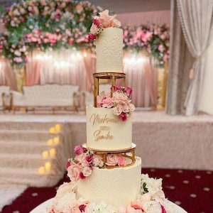 SET - Metallic Gold/Metallic Silver 6&quot; Round & 10&quot; Round Cake separator - Metallic cake stand, cake spacers - wedding cake riser