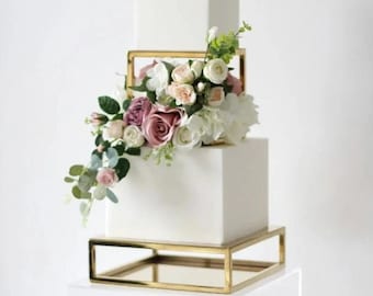 SET - Metallic Square and Rectangle Cake separator - Metallic cake stand, cake spacers - designer wedding cake - gold cake spacers