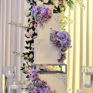 Metallic Rectangle Cake separator - Metallic cake stand, cake spacer - 10&quot; cake riser - rectangle cake stand
