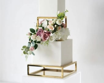 SET - Metallic Square and Rectangle Cake separator - Metallic cake stand, cake spacers - designer wedding cake - gold cake spacers