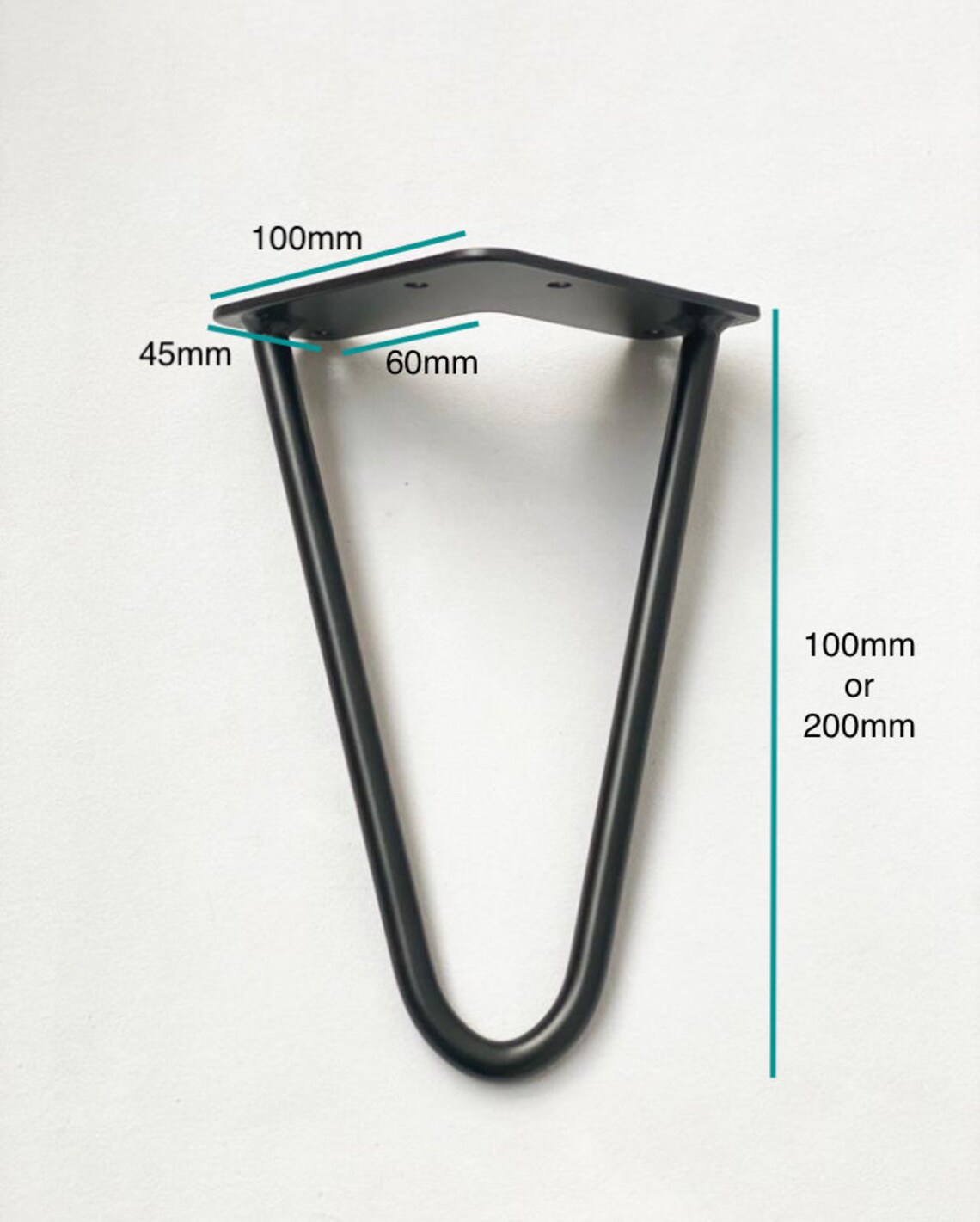 4er Set Kurze 100mm matt schwarze Metall Haarnadel Möbelbeine | Etsy