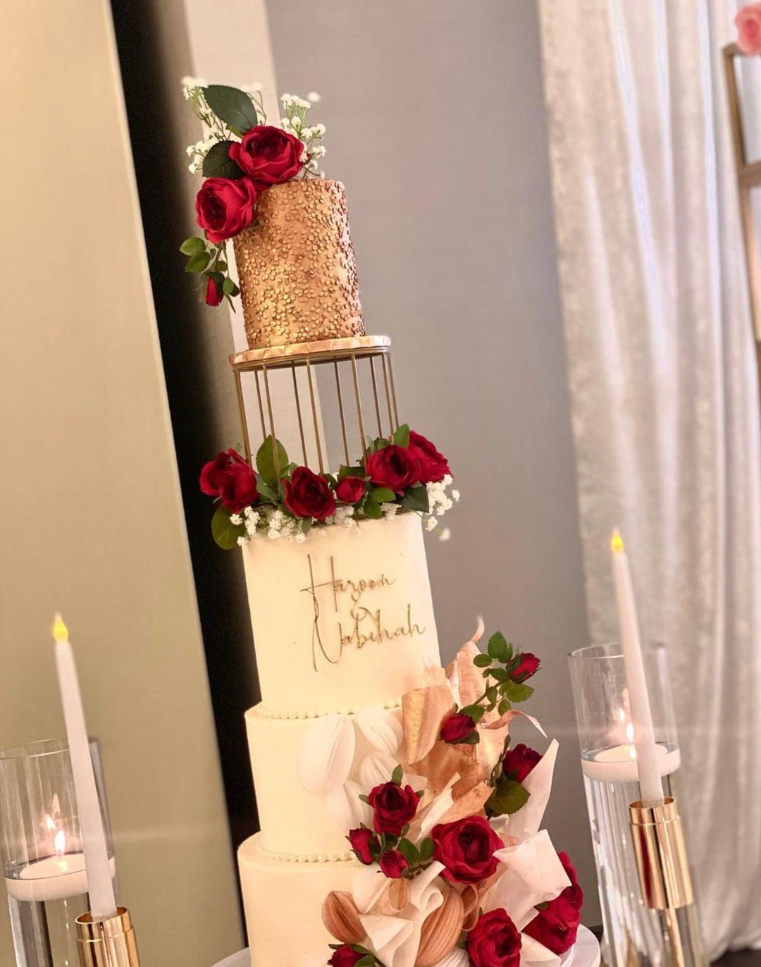 Gold Birdcage Cake Separator Metallic Cake Spacer Cake Riser Bird Cage