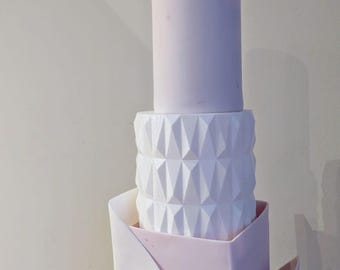 The stud muffin studded cake separator - white wedding cake spacer - fake cake tier - black geometric cake plinth - celebration cake riser